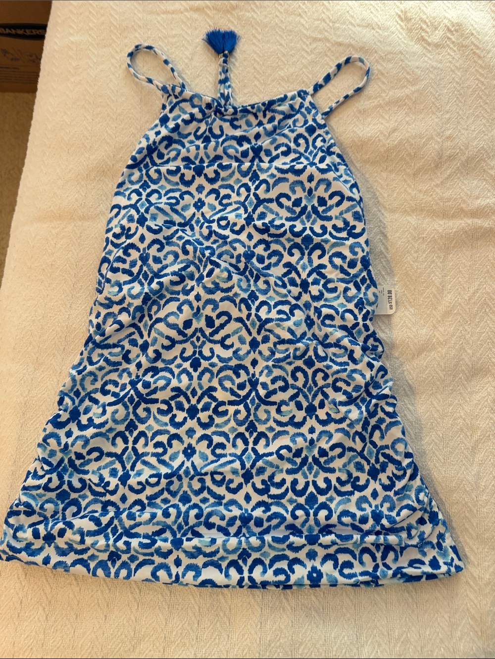 Reversible Blue and White Patterned Tankini top